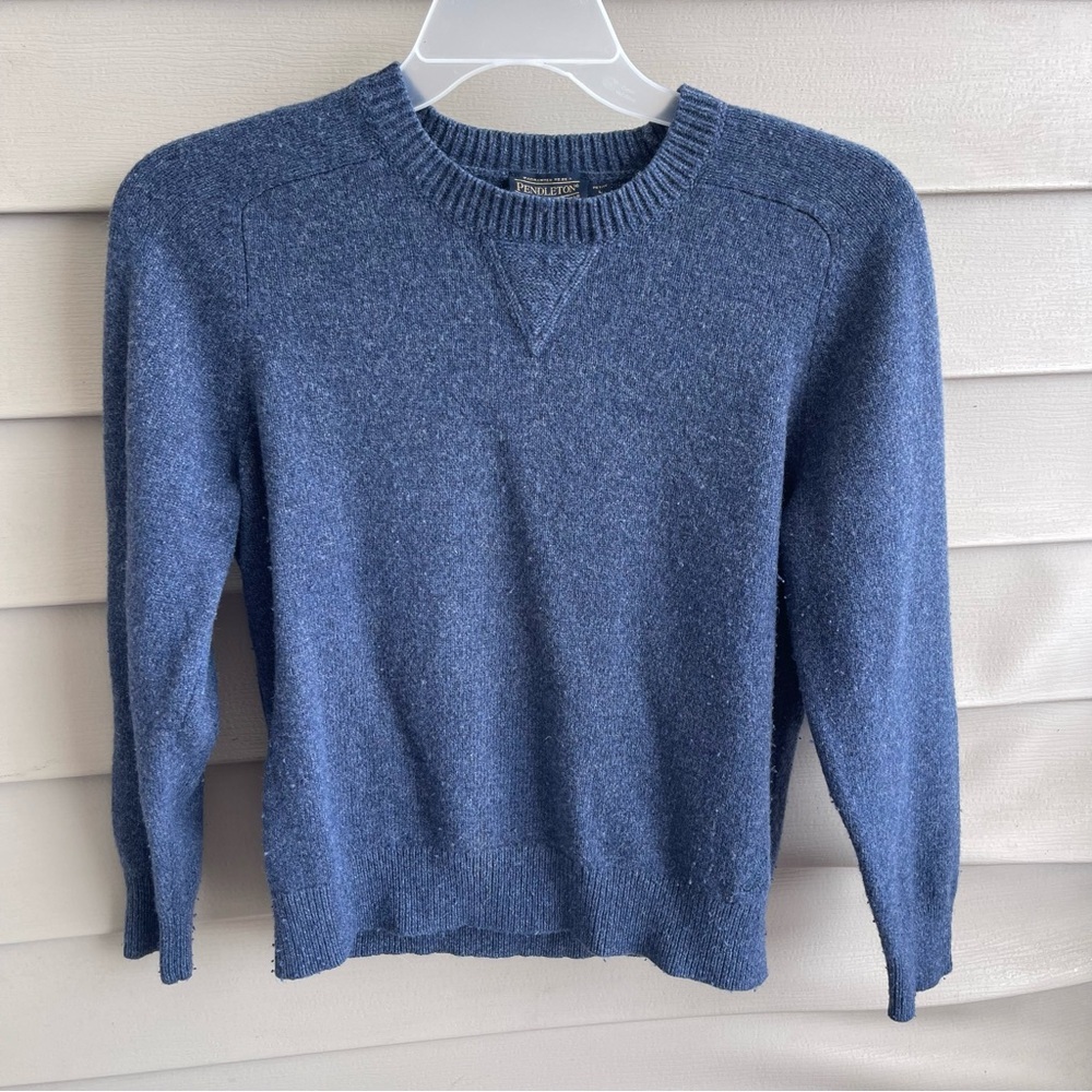Pendelton Woolen Mills Womens Wool Sweater Sz L Petite Navy‎ Blue Capsule Winter